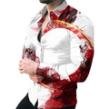Men's Elegant Formal Long Sleeve Digital Print Shirt Eco-Friendly Anti-Wrinkle Breathable Fabric