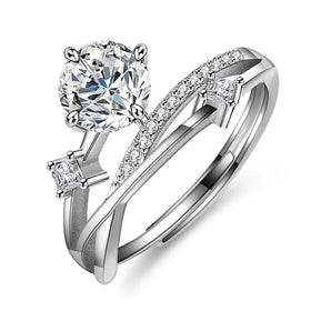 Somen Wholesale Sterling Silver 925 Engagement Rings for Women 1 Carat Moissanite Ring Wedding Promise Moissanite Women Rings
