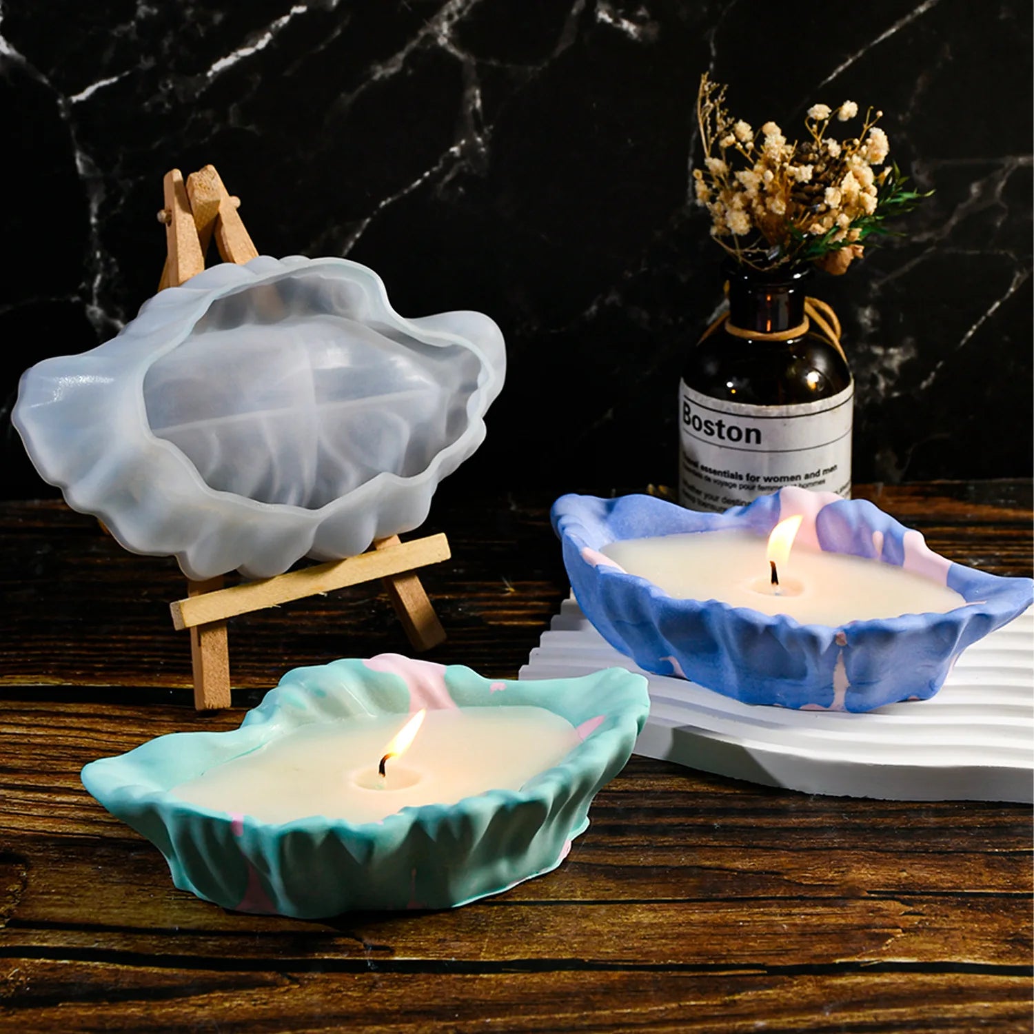 Diy Glue Mold Shell Spray Dish Aromatherapy Gypsum Candle Storage Box Silicone Mold