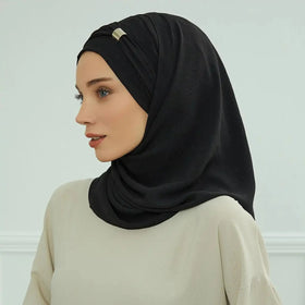 In Stock Fast Shipping Muslim Instant Hijab Scarfs Islamic Arab Women Head Wrap Scarf Hijab With Metal Accessories