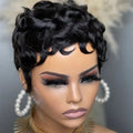 Cuticle Aligned Virgin Glueless Wigs Human Hair Pixie Curly Human Hair Wigs Raw Indian Hair None Lace Front Wigs for Women