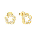 Yellow Plating Gold Sparkling Circle Stud Earrings Sterling Silver Marquise  CZ Vintage Non Tarnish Womens 925 Silver Earring