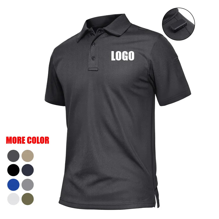 Custom Logo Short Sleeve Knitted Solid Quick Dry Men's for Shirts 100% Polyester