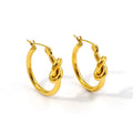 Classic Minimalist Stainless Steel Jewellery Wholesale Bulk Tarnish Free 18K Gold Plated Waterproof Knot Hoop Earrings for Women