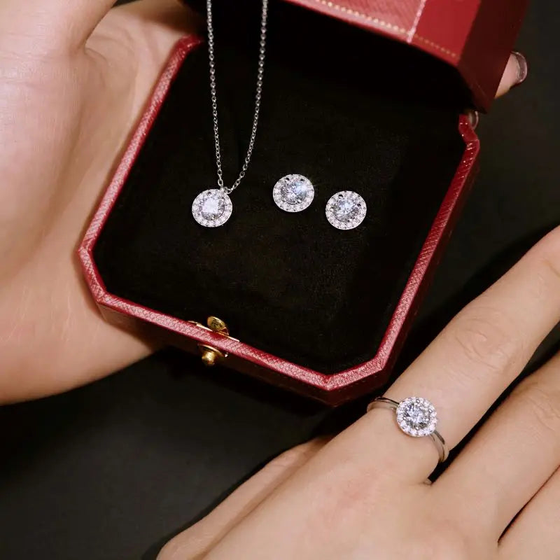 Fast Delivery Wholesale Price High End Quality Elegant Cz Cubic Zirconia Rings for Women Wedding Earrings Necklaces Jewelry Set