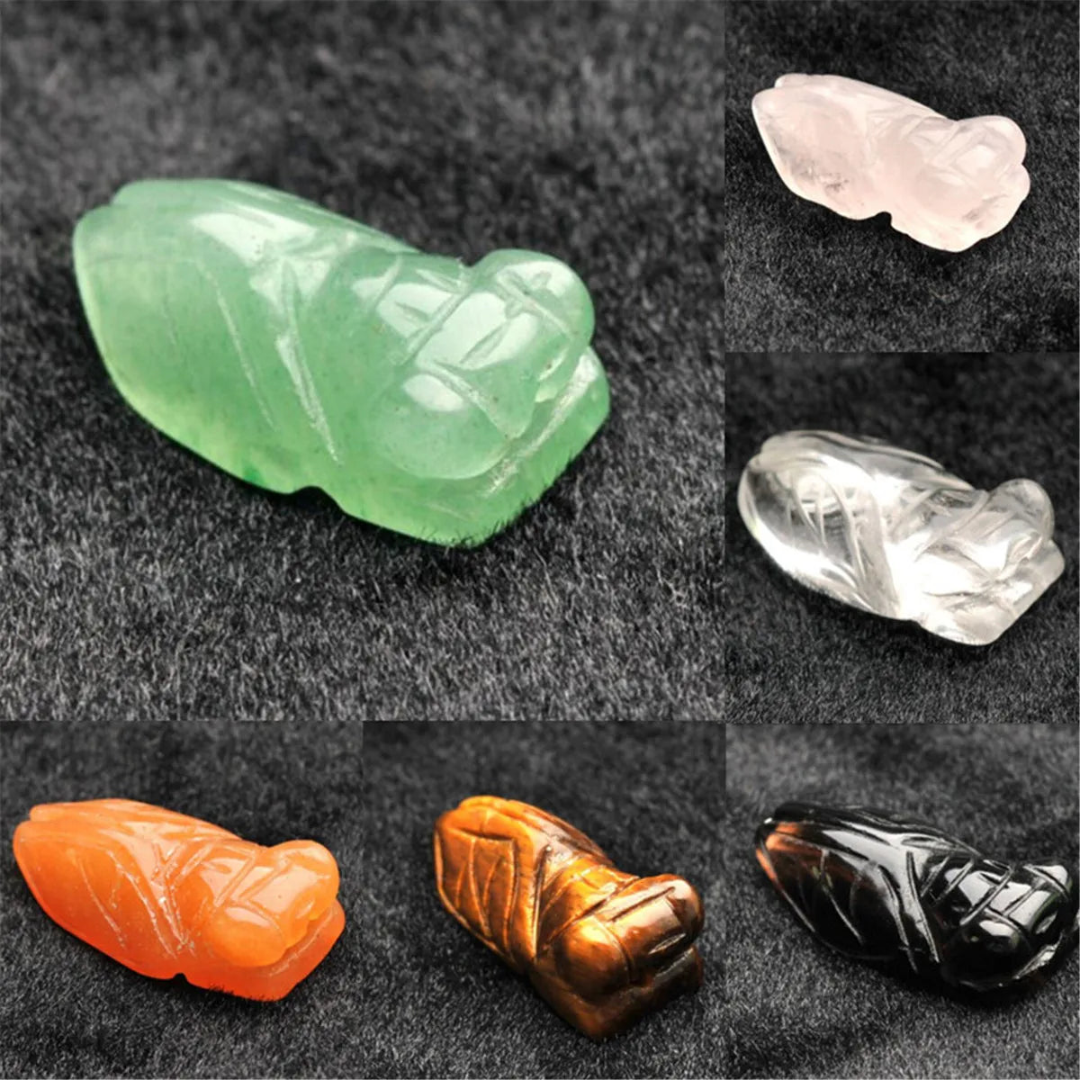 Chinese Beautiful Natural Animal Jade Hand-carved Lucky Crystal Cicadas Jadeite Charm for DIY Pendant Jewelry
