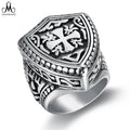 Fashion Cross Ring Jewelry Stainless Steel Men's Ring Shield Finger Ring for Man