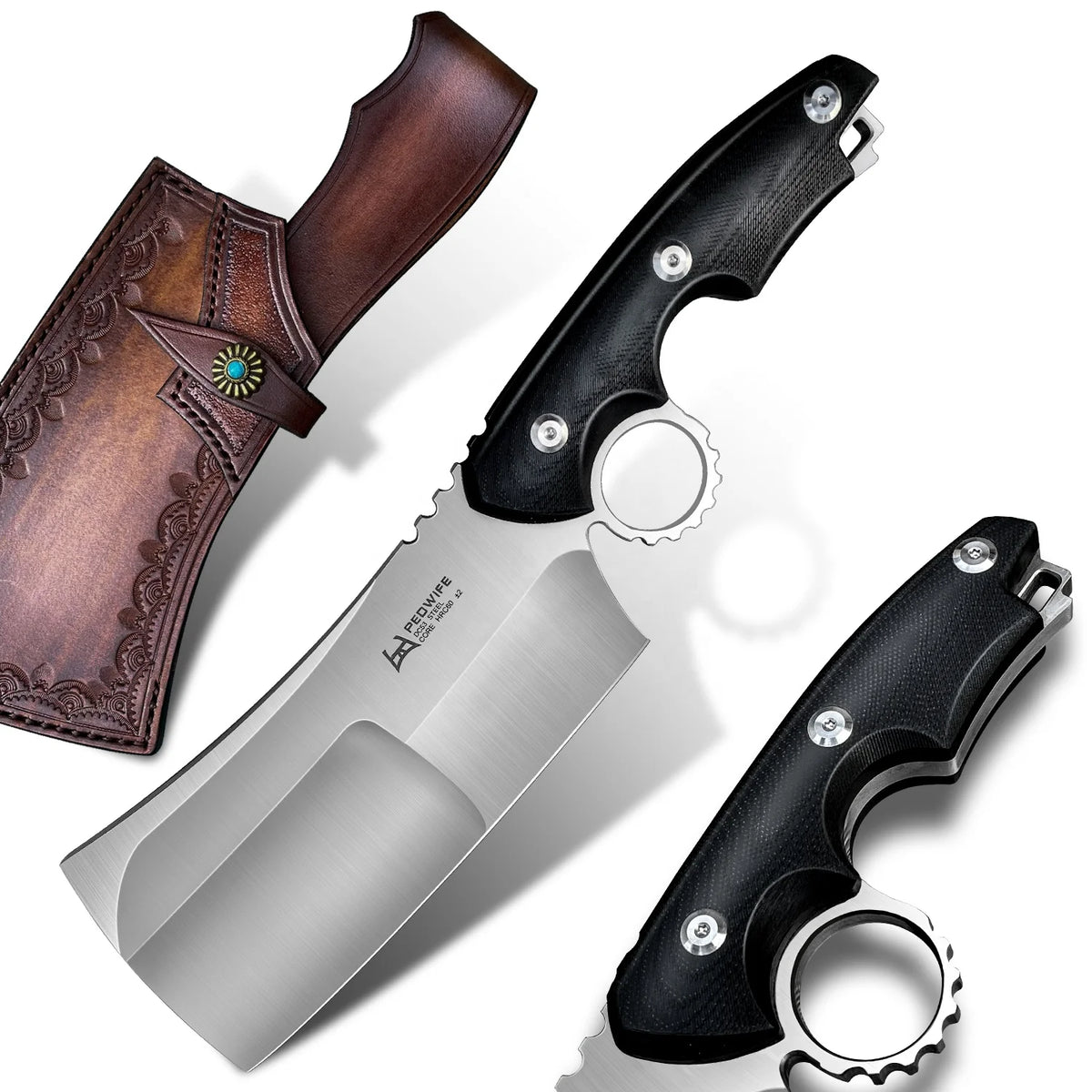 DC53 Steel Carbon Steel Chinese Chef Kitchen Cleaver Chopper Knife with G10 Handle Right Hand