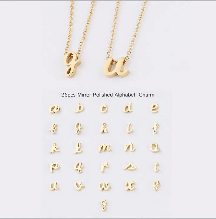 Jewelry New Design 26 Letter Gold Silver Stainless Steel 18inch Beauty Collarbone Chains Pendant Necklaces for Girls
