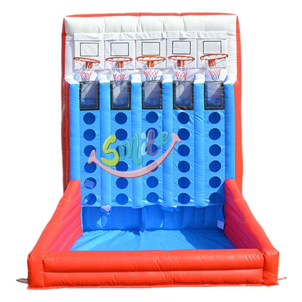 New Design Inflatable Basketball Connect 4 Shots Game for Team Building Party Rentals Big Shoot Four Game for Kids Adults Play