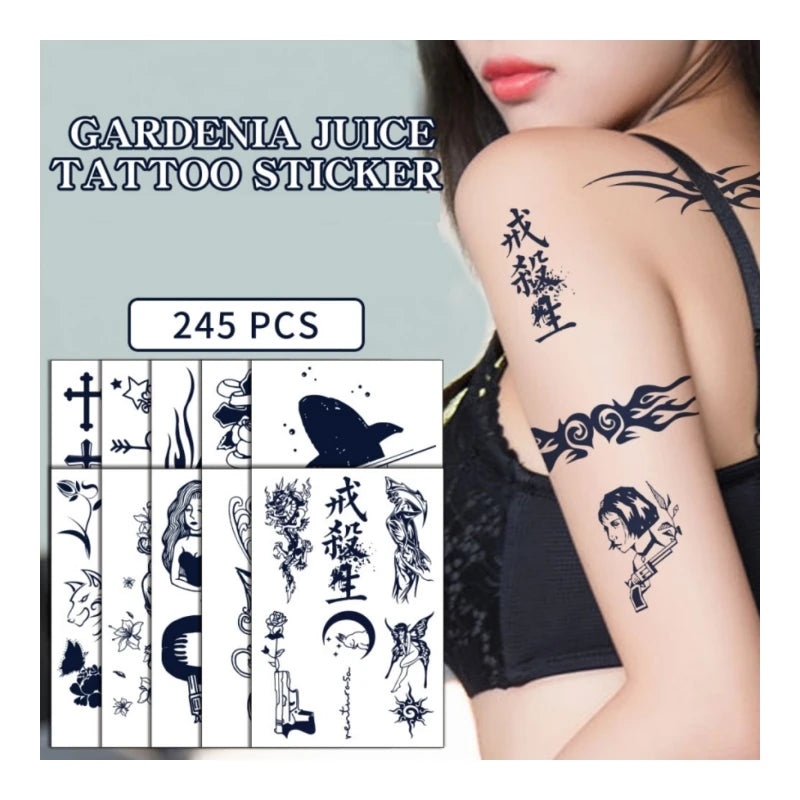 Waterproof Wolf Alphabet Cross Flower Temporary Tattoo Sticker Semi-permanent Body Art With Herbal Juice Made From Durable Paper