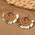 Bohemian Fan Shaped Earrings With Fashionable Hand Woven and Versatile Tassel Earrings