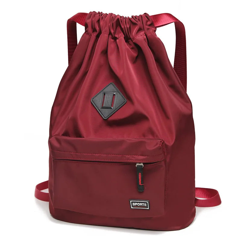 Wholesale Custom Logo Drawstring Backpack Sports Travel Gym Waterproof Polyester Lining Strap Handle Rope Carrying System