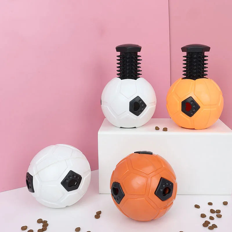 Interactive Football Dog Toys for Aggressive Chewers Teeth Cleaning Toy Soccer Treat Dispensing Toy