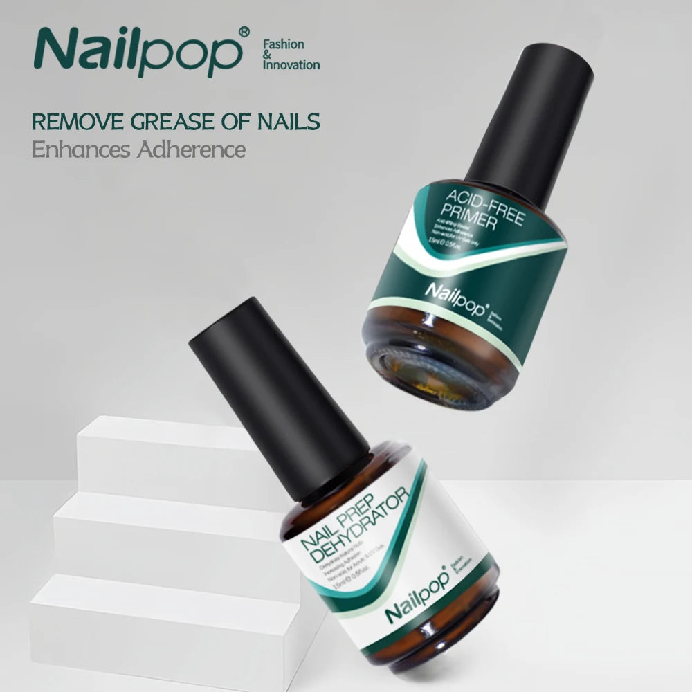 Nailpop High Quality UV Gel Nail Polish Dehydrator Set Superior Fast Dry with Acid-Free Natural Nail Prep Top Brand