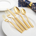 Luxury Hammered Golden Cutlery Set Knife Spoon Fork Stainless Steel Flatware Set Gold Cutlery Set for Wedding