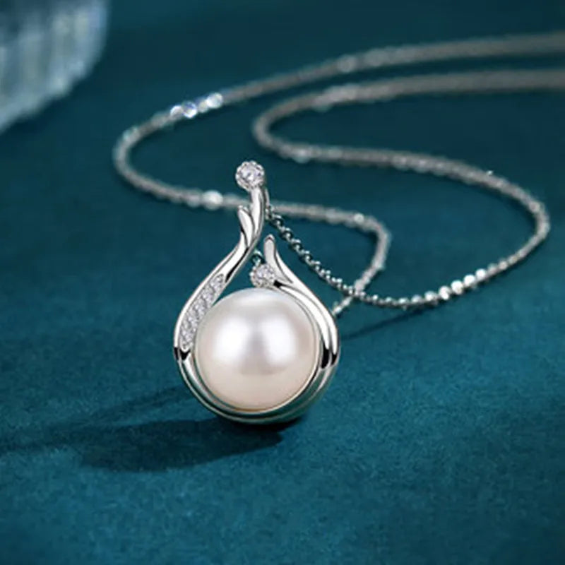 CAOSHI Hot Selling Female Cz Water Drop Shaped Jewelry Chain Women 925 Silver Plated Dainty Freshwater Pearl Ladies Necklace