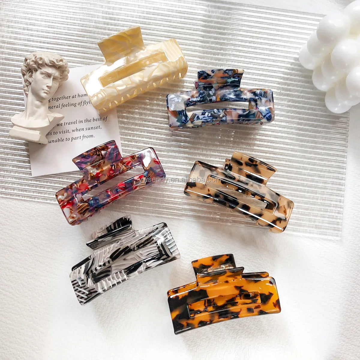 Women 7.8 cm  Ins Large Hollow Out Acetate Hair Jaw Clip Claw for Thick Multicolor Acetate Large Claw Hair Clip