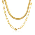 Trendy Style Double Layer Snake Chain Choker Necklace for Women Gold Plated Thick Link Chain Stainless Steel Necklace Jewelry