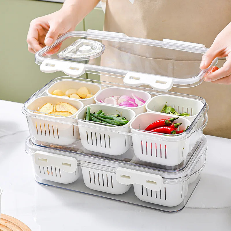 OWNSWING Snack Container Airtight With Time Recording Food Storage Container Divided Serving Tray With Lid