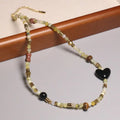 Trendy Natural Stone Choker Irregular Prehnite Beaded Clavicle Necklace Red Jasper Onyx Heart Shape Charm Jewelry for Women Gift