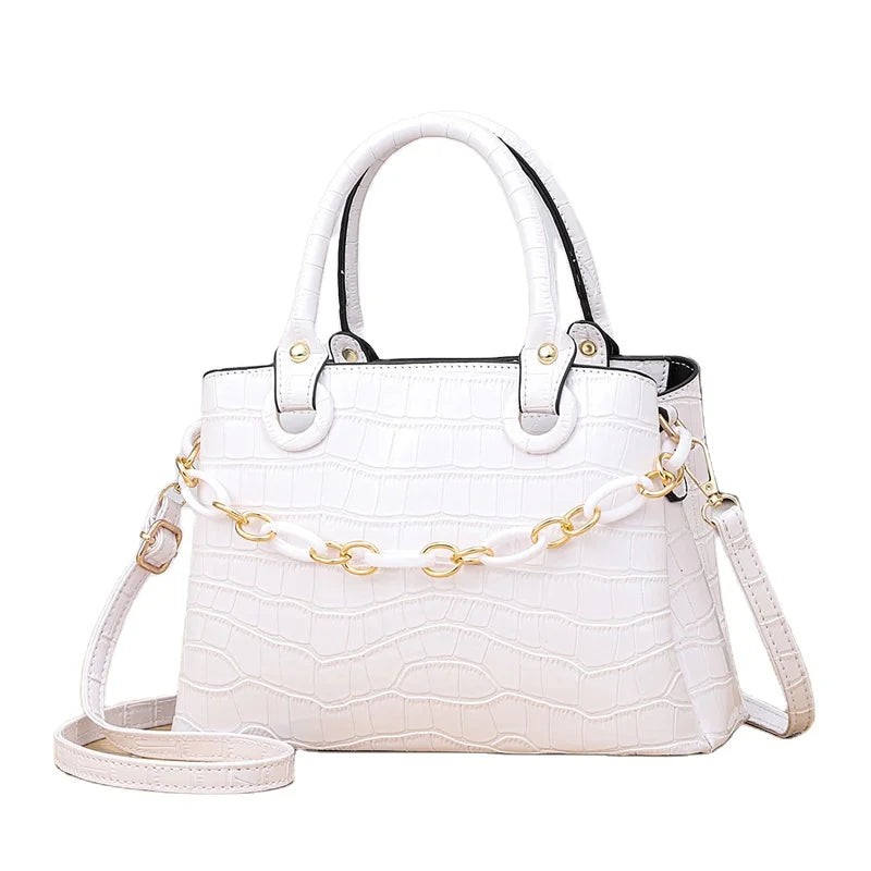 Wholesale Fashion Women's Crocodile Pattern Chain Leather Shoulder Messenger Bag BTL-14623 with Zipper Closure Ladies Handbag