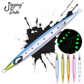JiggingDuke 100g-300g Glow Slow Fall Pitch Jigging Pebble Sticker Vertical Fishing Metal Jig Japan Molds Lure