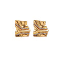 Chunky Stainless Steel Fold Textured Large Stud Earrings 18K Gold Plated Women Waterproof Jewelry Party Gifts