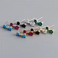 SP Trendy Zircon Stud Earring Dainty 925 Sterling Silver Teardrop Multi Color Zircon Dangle Earrings