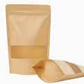 Custom Eco Friendly Brown Paper Food-Grade Matte Waterproof Kraft Bag Stand up Pouches with Clear Window