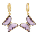 Hot Jewelry Fairy Diamond Glass Butterfly Huggie Ear Buckle Temperament Zircon Women Crystal Pendant Drop Dangle Earring
