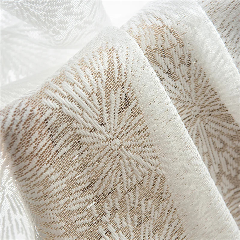 High Quality Firework Pattern Geometric Design Transparent Lace Sheer Curtain Fabric Living Room Corridor Voile Curtain Fabric