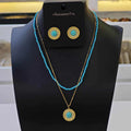 Ilona Boho Turquoise Copper Jewelry Set 14K Gold Plated Layered Necklace & Earrings for Beach Vacation & Daily Wear