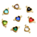 Stainless Steel Gold Plating  Heart Shape DIY Birthstone Charm Pendant for Jewelry Making Bracelet Necklace