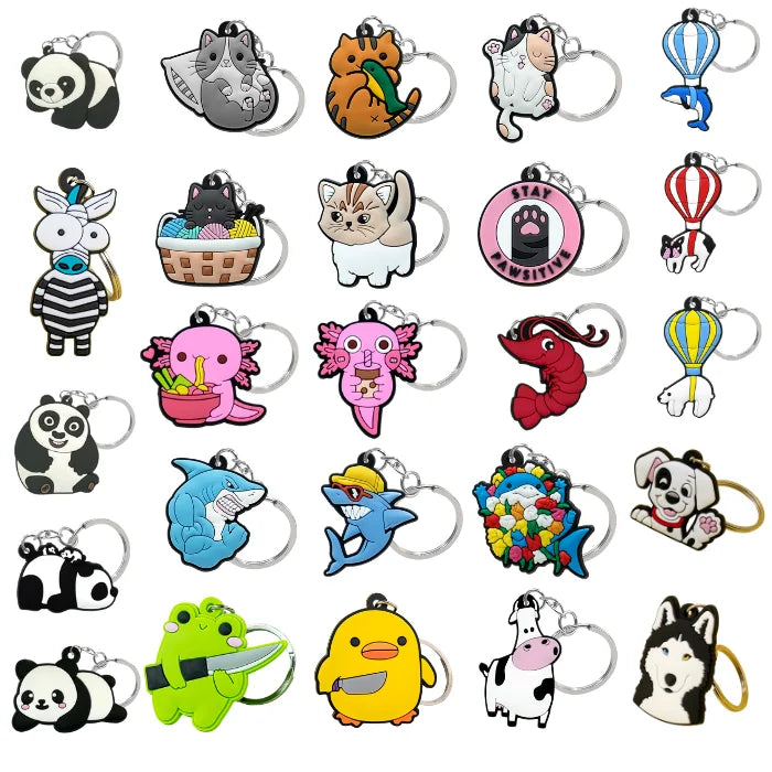 Trendy 2D Soft PVC Animal Keychain Cute Cartoon Accessories for Bags Keys Dog Mom Gifts and Business Promotions