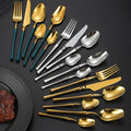 Luxury 24 Pcs Flatware Set 304 Stainless Steel Cutlery for Wedding Restaurants Colorful Western Tableware