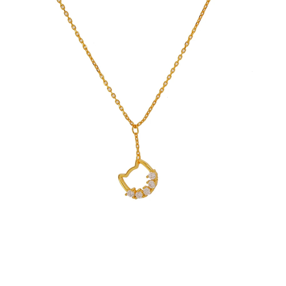 Hongtong  Sterling Silver Fishbone  Shiny Zircon Cute Delicate Women Trendy Gift Pendant Necklaces