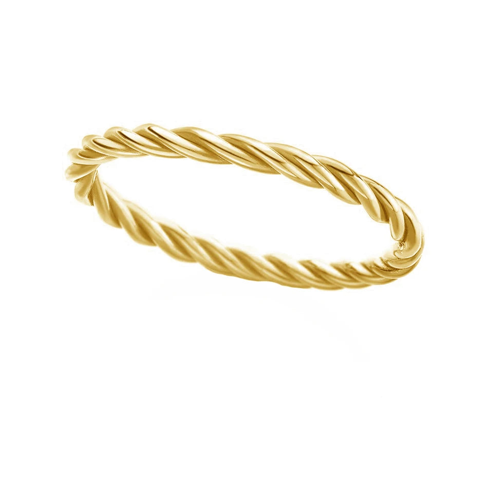 Nagosa Boutique 925 Sterling Silver Jewelry Wholesale Gold Vermeil Rope Solid Finger Band Ring for Women