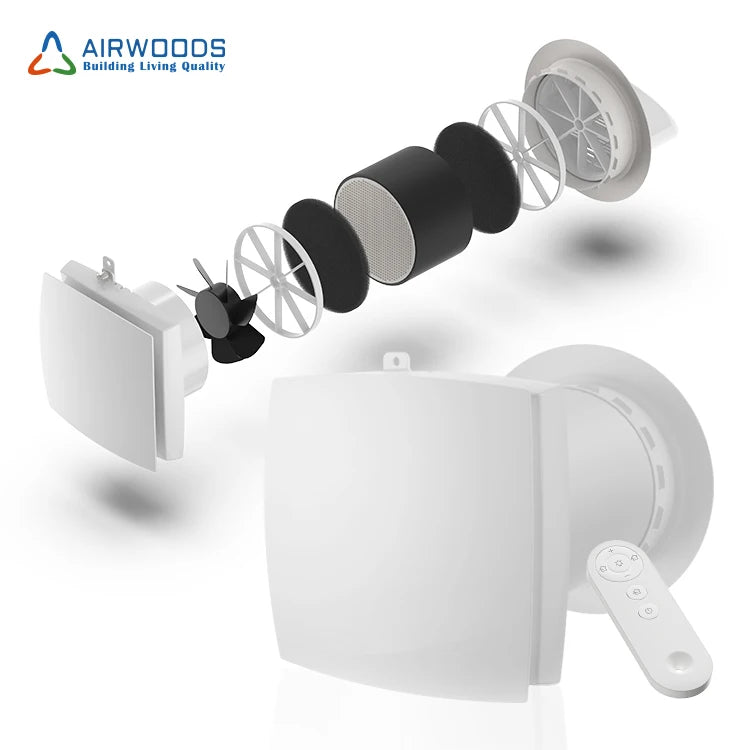 Wall Mounted Smart ERV Recuperator with Enthalpy Heat Exchanger 92% Efficiency Modern Design