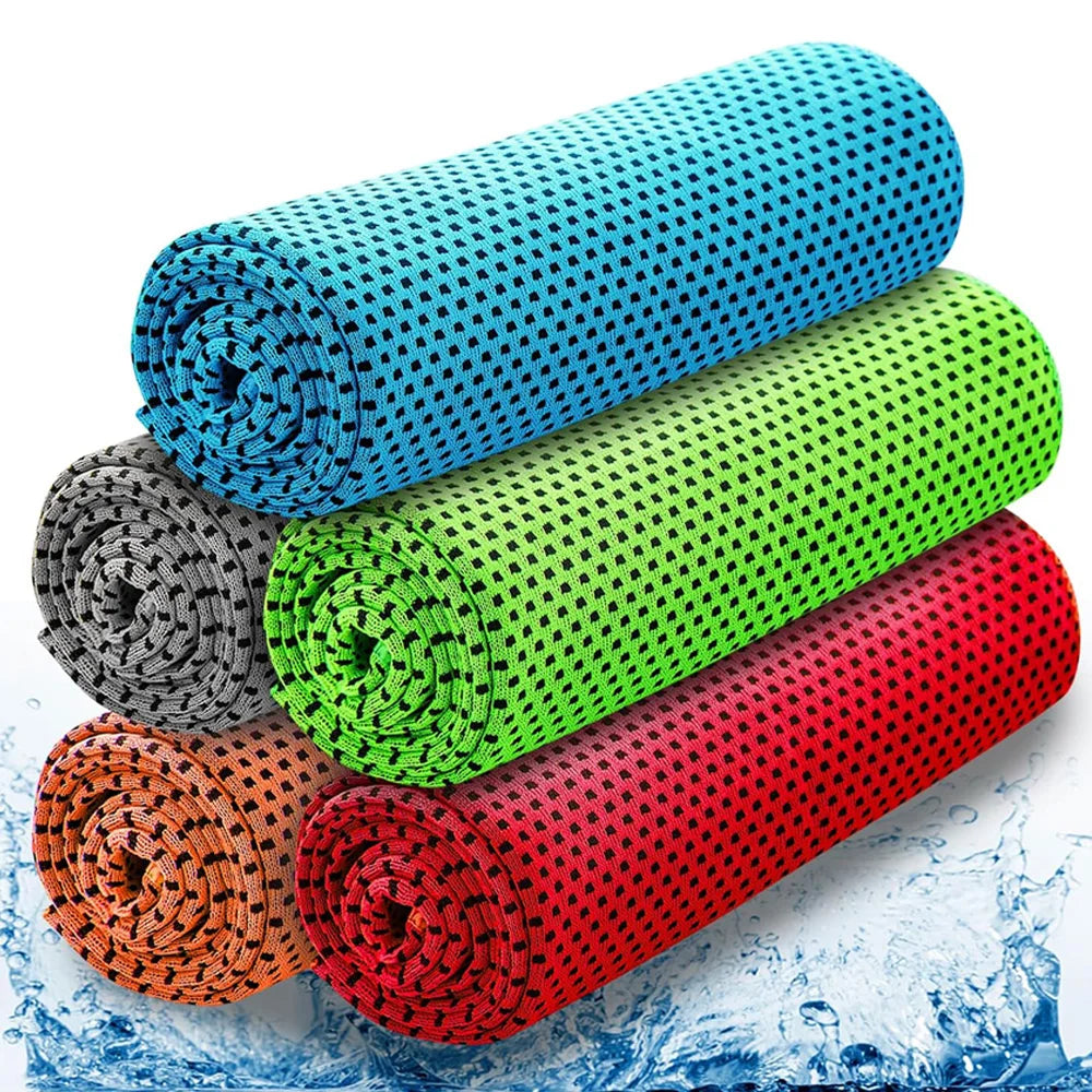 Summer Cooling Microfiber Neck Wrap Solid Color Quick-Dry Breathable Towel 30x80cm Rectangle for Gym Travel Sports