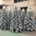 M-3210 Artificial Green Decoration White Flocked 12ft Pvc and Pe Led Snow Christmas Tree