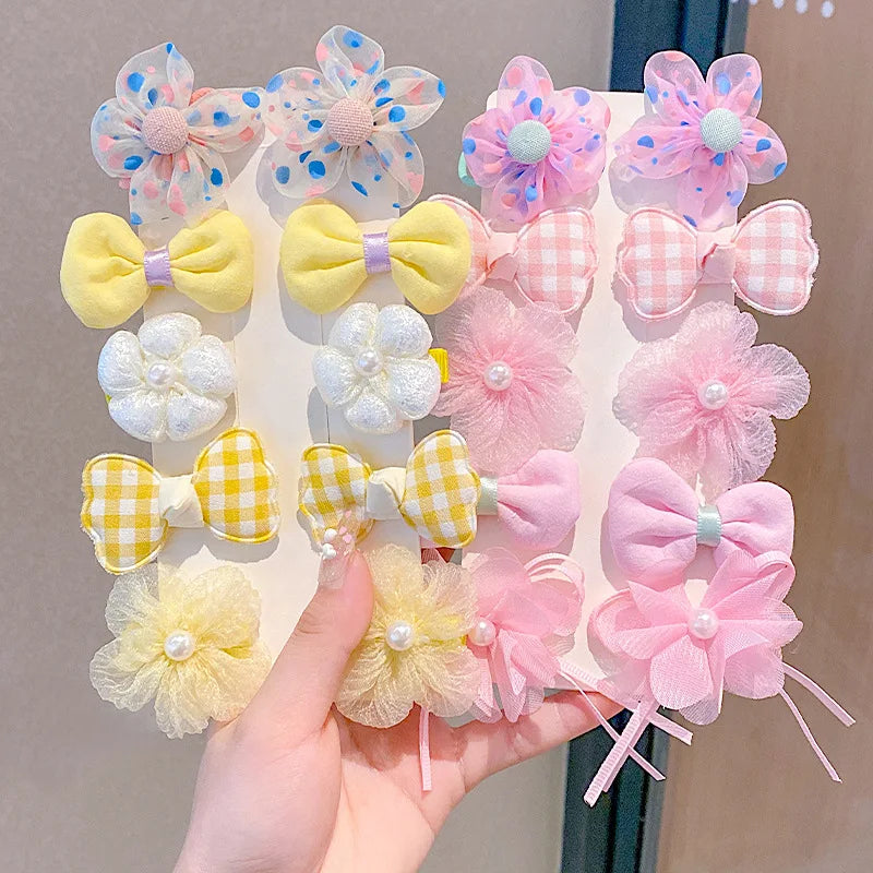 MIO Colorful Kids Hair Accessories Sets 10pcs/set Flower Bow Hair Clip Sweet Princess Alligator Clips Side Hair Pins for Girls