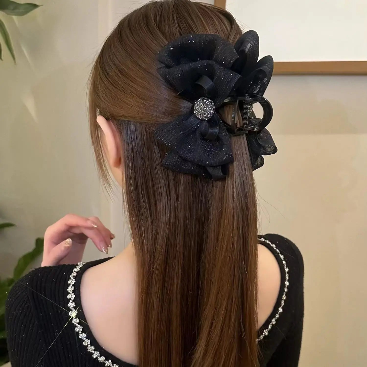New Fashion Crystal Shark Hair Clips Butterfly Bows Rhinestone Designer Hair Claw Clips Hair Accessories