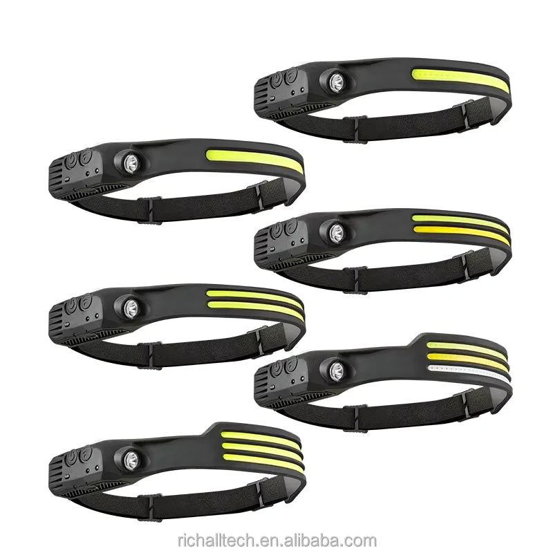 Waterproof Portable Headlight Running Camping Fishing Head Torch Lamps Band Motion Sensor USB Rechargeable Led Cob Headlamp