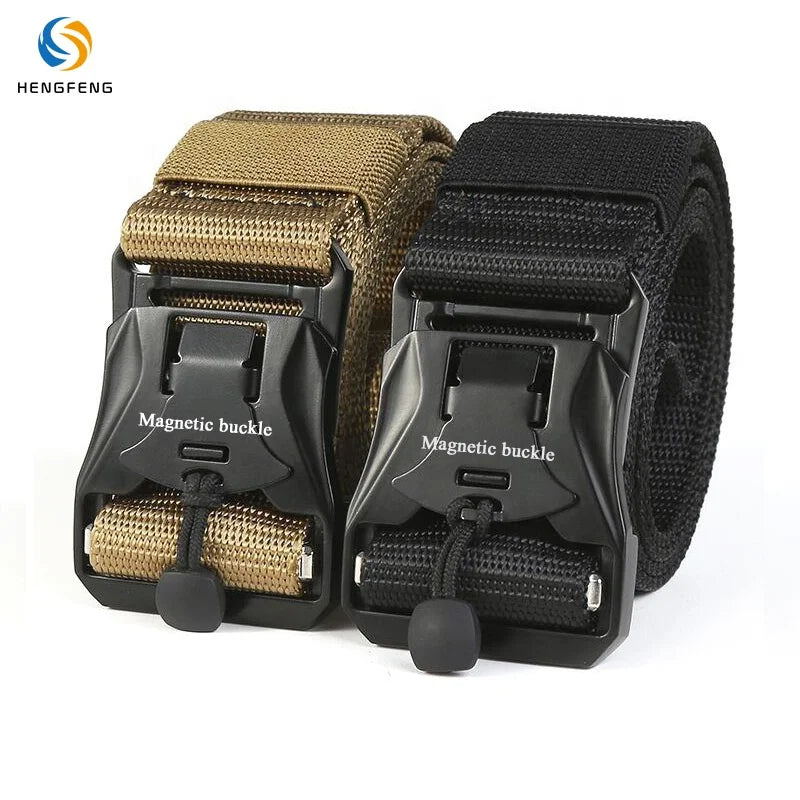 Wholesale Casual Magnetic Buckle Polyester Belt Custom Logo Adjustable Waist Belt