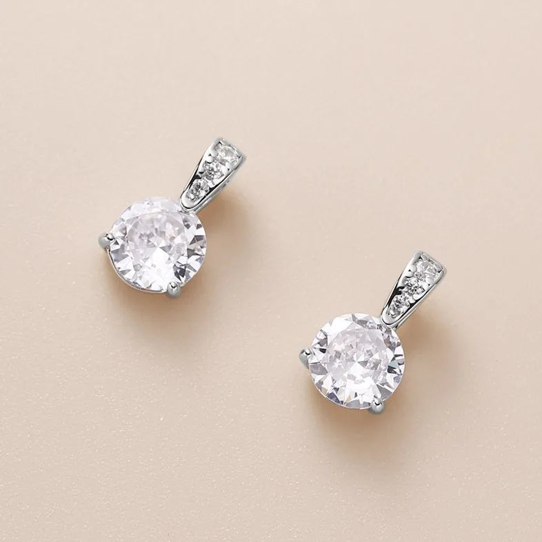 Classic Small Cubic Zirconia Engagement Jewellery 925 Sterling Silver Wedding Stud Earrings Women Fashion Jewelry