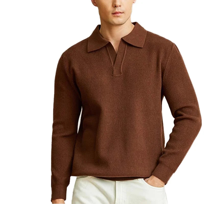 NEW Design Men's Casual Business Pullover Autumn Light Luxury Anti-pilling Wool/Nylon Sweater Seagull Collar Knitwear