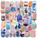 50pcs Ins Drinking Waterproof PVC Sticker Packs for Holiday Laptop Luggage Notebook Mobile Phone Bottle Cup Decoration