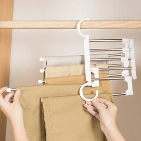 Non-slip 5 Layered Pants Rack Hangers Multi Functional Pant Rack