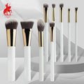 9pcs White Handle Vegan Synthetic Hair Makeup Brush Set Makeup Brushes Private Label